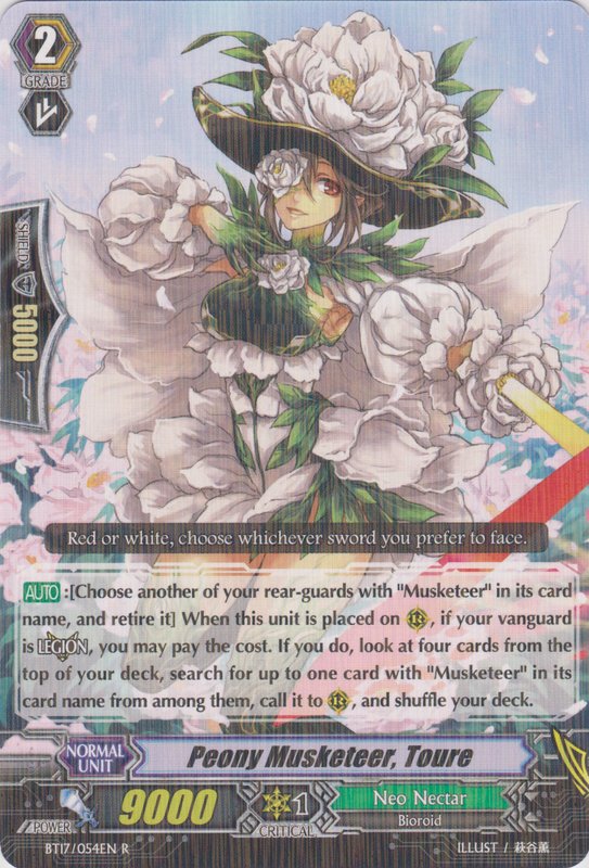 BT17/054EN Peony Musketeer, Toure Rare (R)