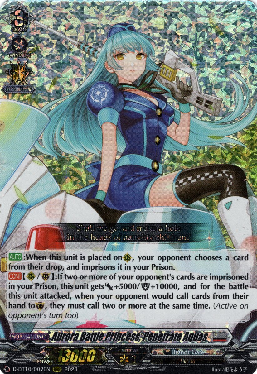 D-BT10/007EN Aurora Battle Princess, Penetrate Aquas Triple Rare (RRR)