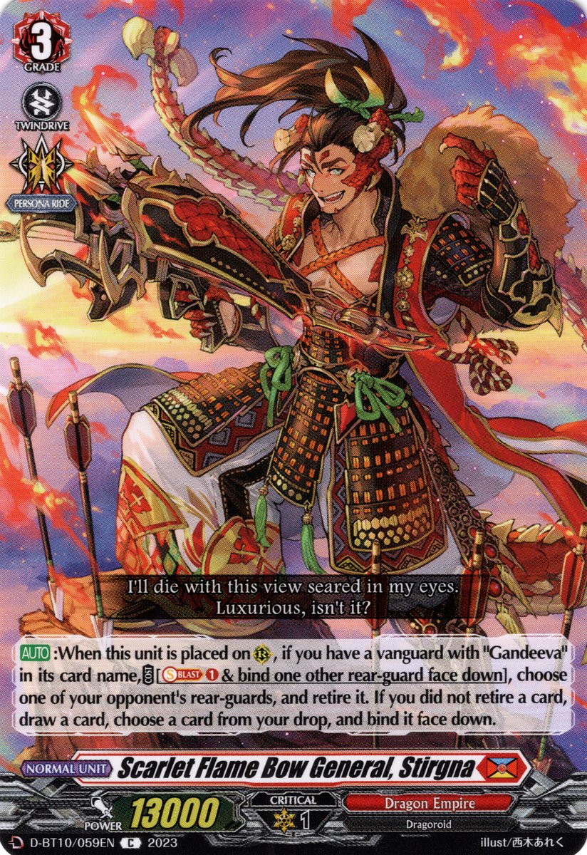 D-BT10/059EN Scarlet Flame Bow General, Stirgna Common (C)