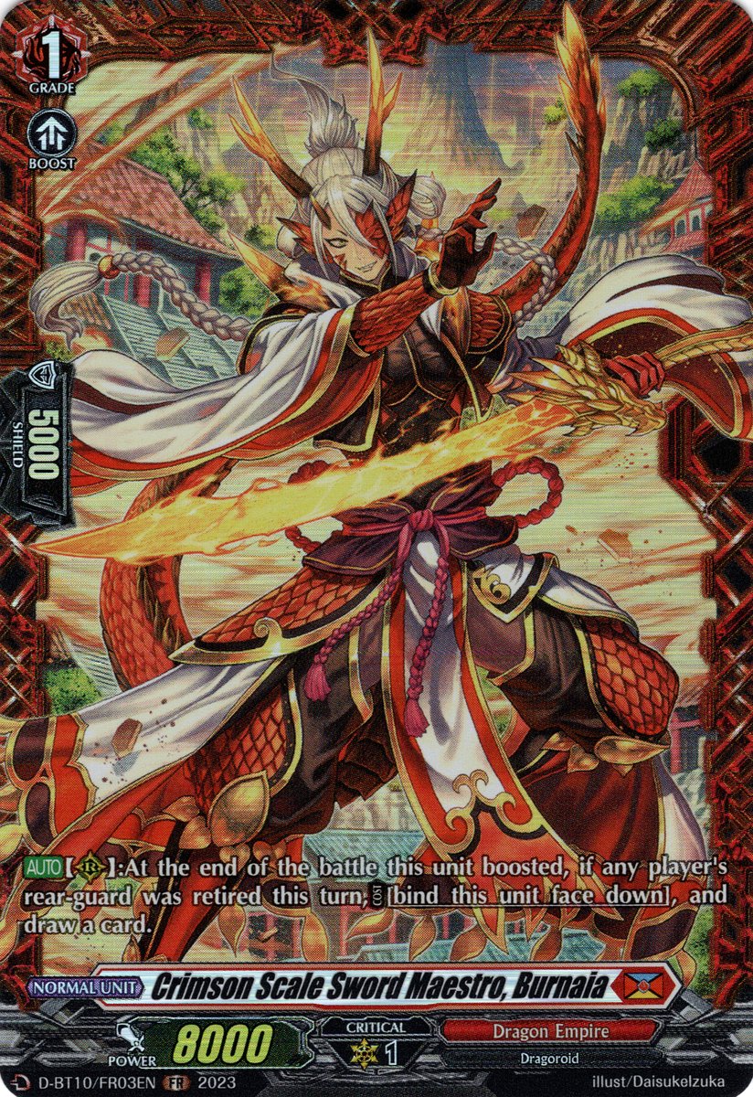 D-BT10/FR03EN Crimson Scale Sword Maestro, Burnaia Frame Rare (FR)