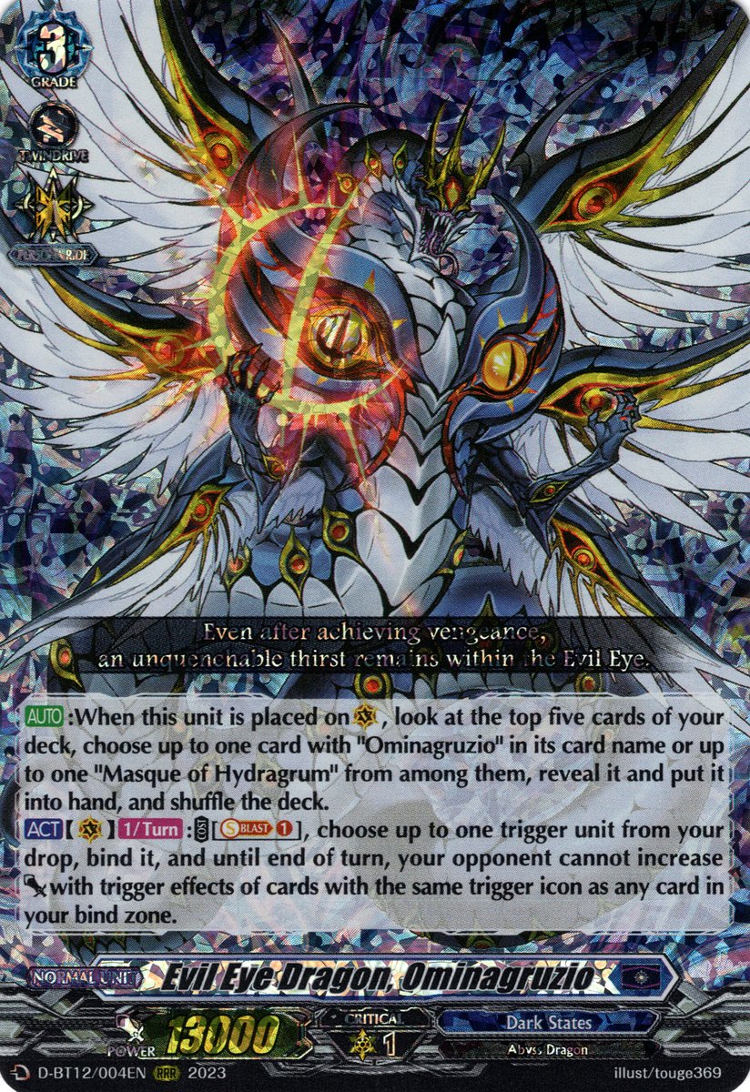 D-BT12/004EN Evil Eye Dragon, Ominagruzio Triple Rare (RRR)