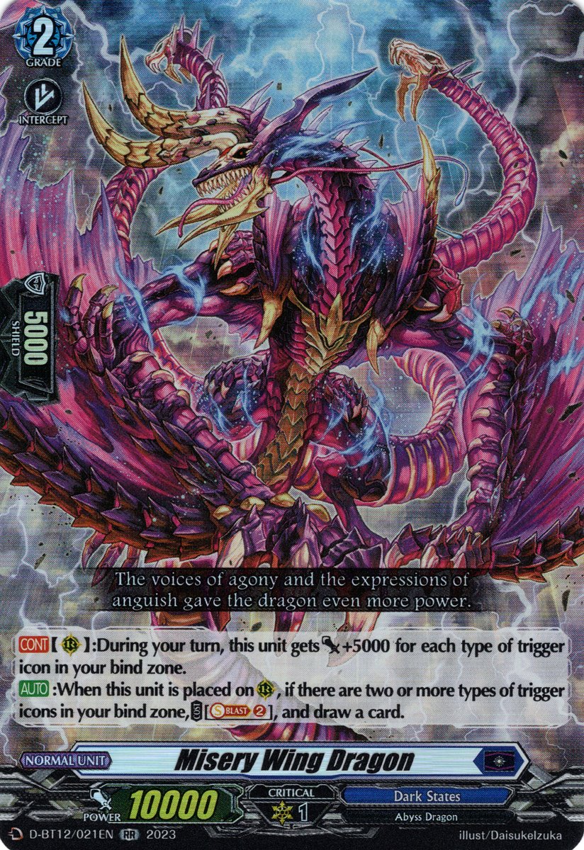 D-BT12/021EN Misery Wing Dragon Double Rare (RR)