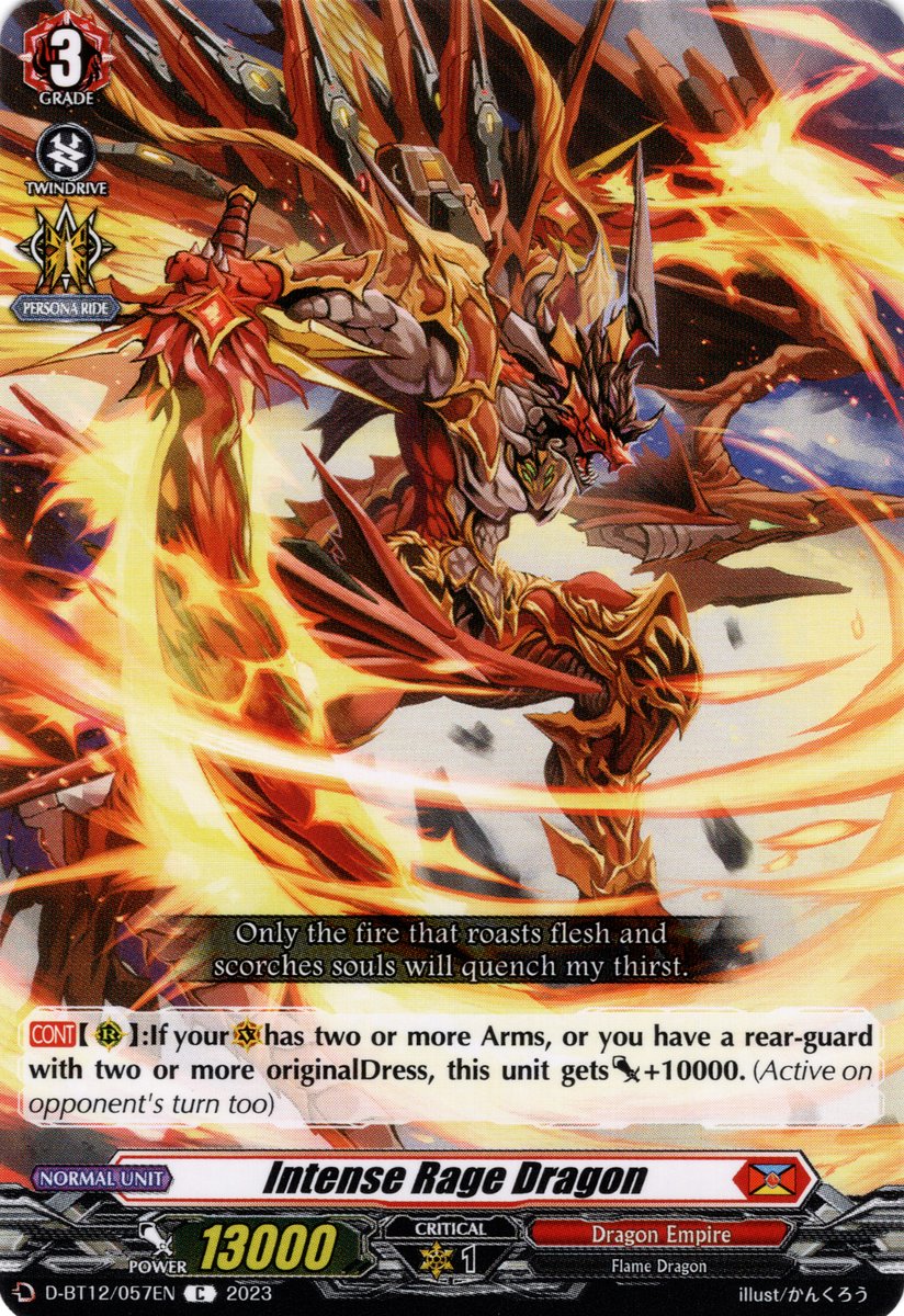 D-BT12/057EN Intense Rage Dragon Common (C)