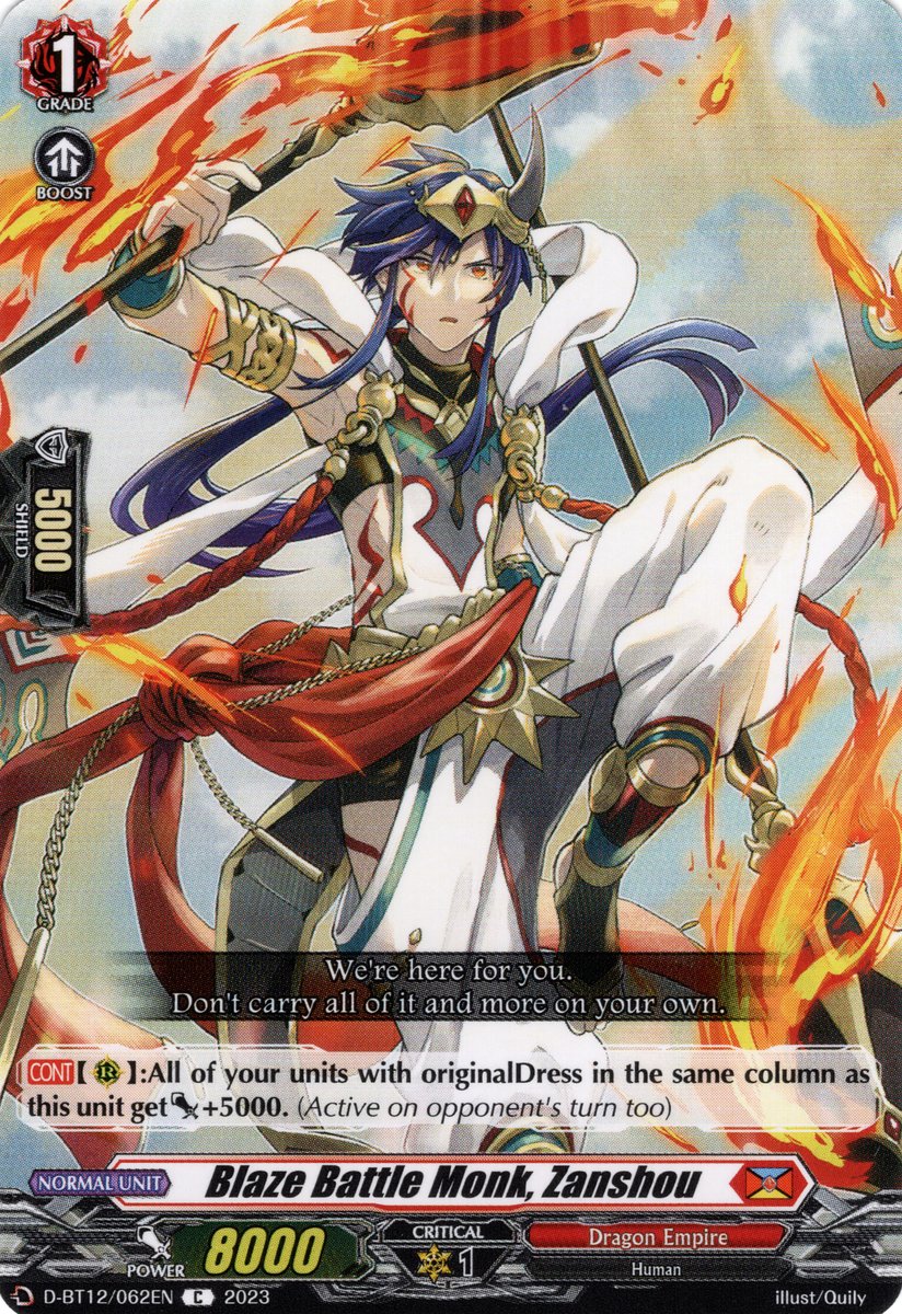 D-BT12/062EN Blaze Battle Monk, Zanshou Common (C)