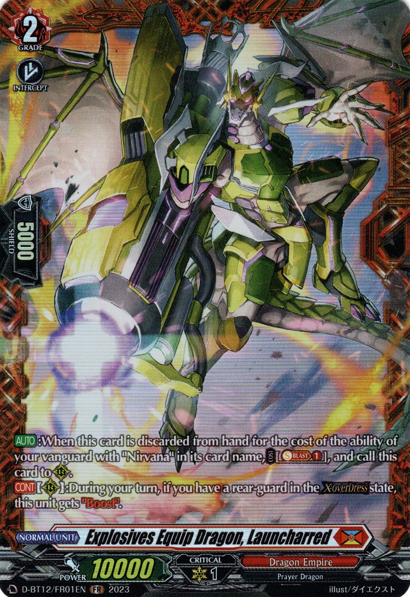 D-BT12/FR01EN Explosives Equip Dragon, Launcharred Frame Rare (FR)