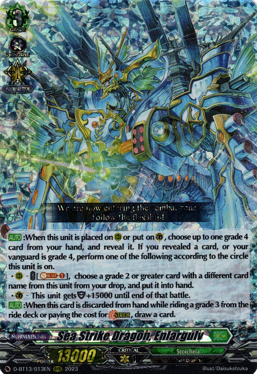 D-BT13/013EN Sea Strike Dragon, Enlargulv Triple Rare (RRR)