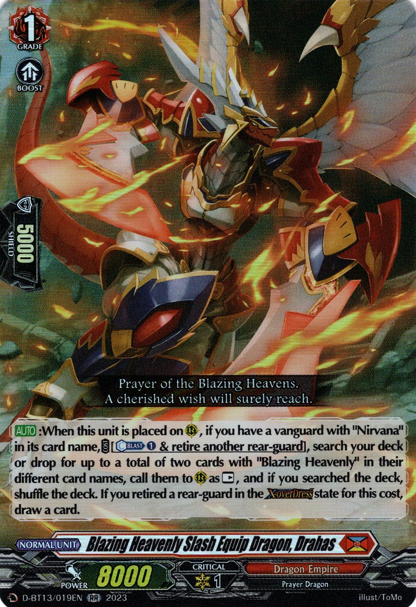 D-BT13/019EN Blazing Heavenly Slash Equip Dragon, Drahas Double Rare (RR)