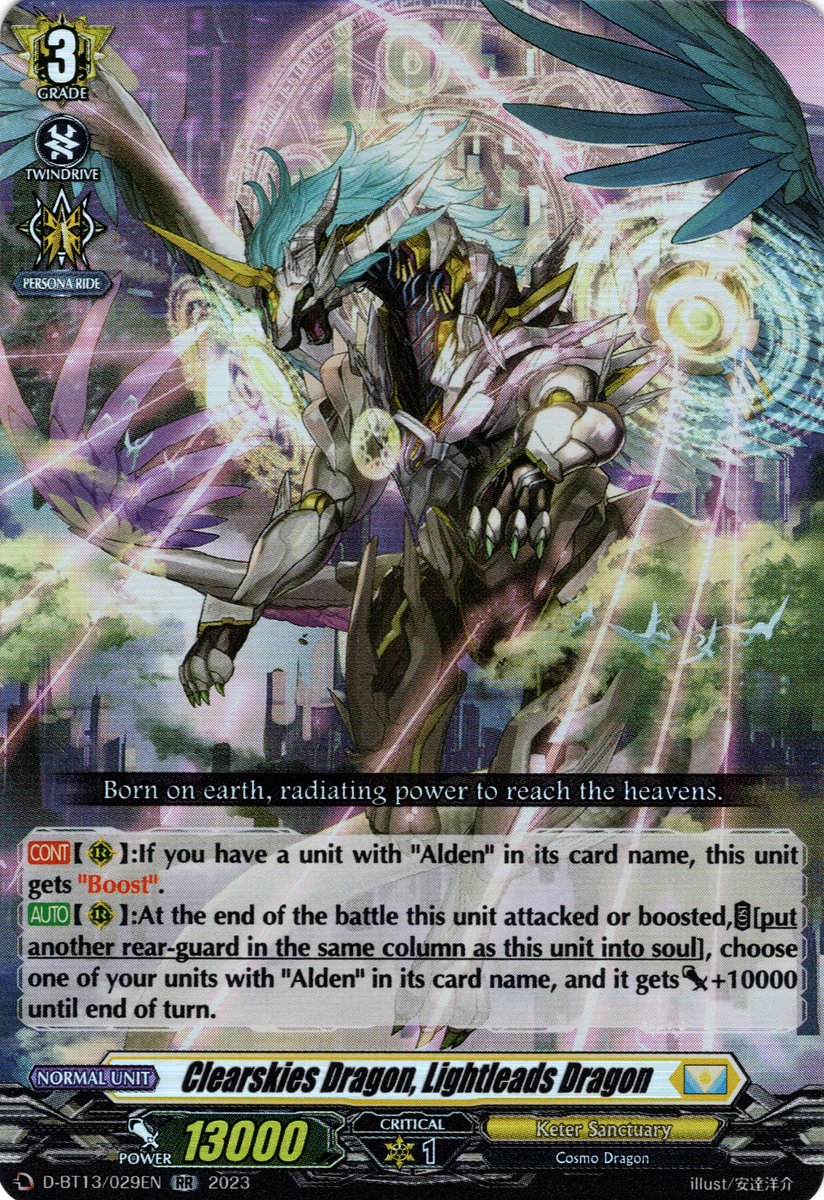 D-BT13/029EN Clearskies Dragon, Lightleads Dragon Double Rare (RR)