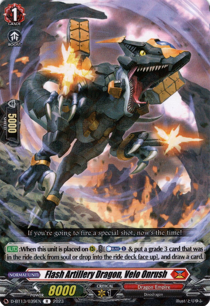 D-BT13/039EN Flash Artillery Dragon, Velo Onrush Rare (R)