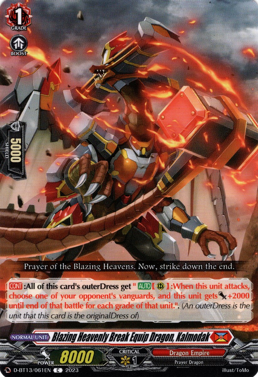 D-BT13/061EN Blazing Heavenly Break Equip Dragon, Kalmodak Common (C)