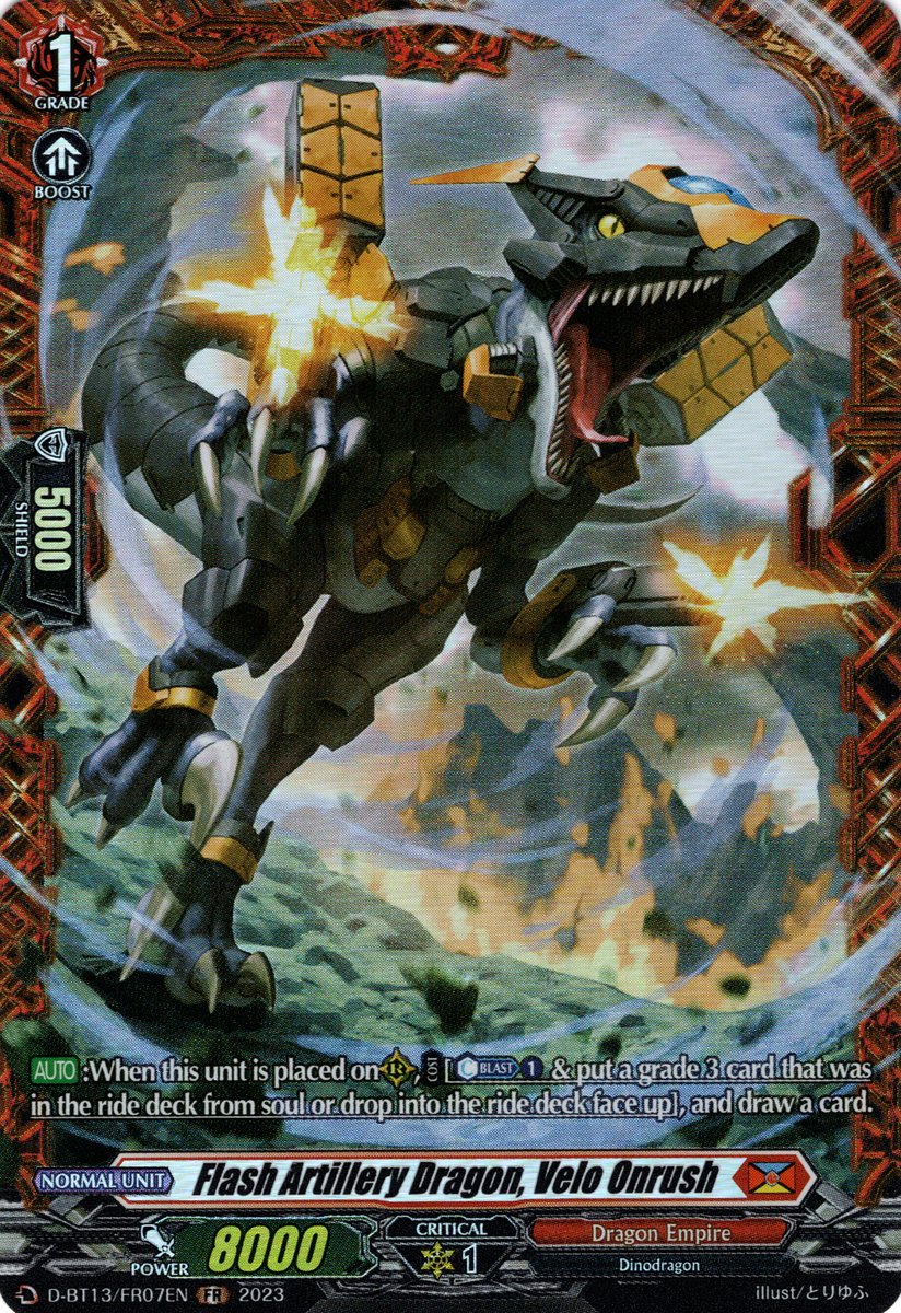 D-BT13/FR07EN Flash Artillery Dragon, Velo Onrush Frame Rare (FR)