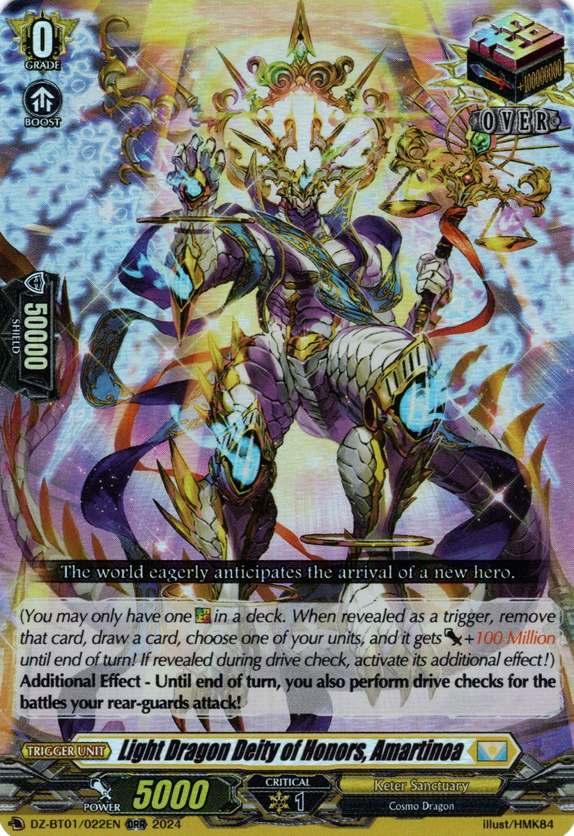 DZ-BT01/022EN Light Dragon Deity of Honors, Amartinoa Over Double Rare (ORR)