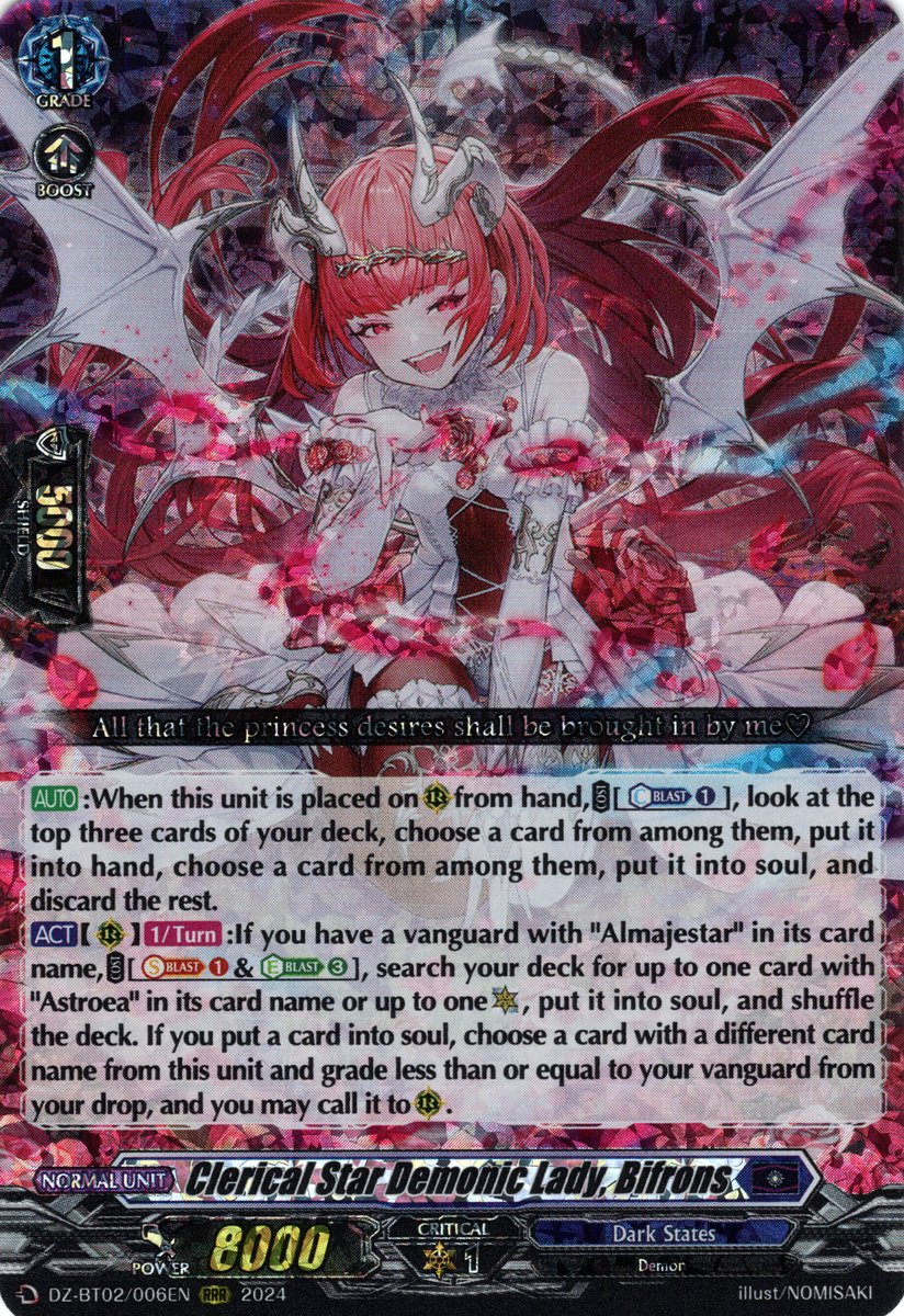 DZ-BT02/006EN Clerical Star Demonic Lady, Bifrons Triple Rare (RRR)