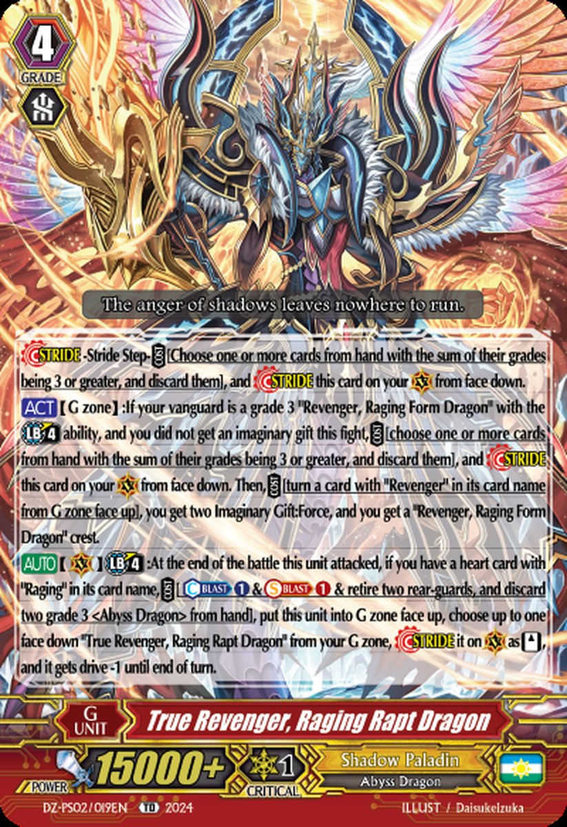 DZ-PS02/019EN True Revenger, Raging Rapt Dragon Common (C)