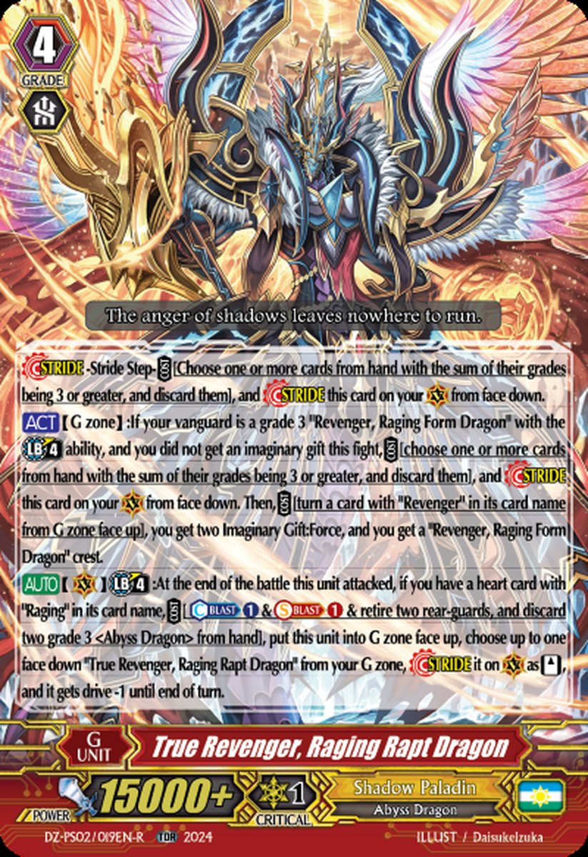 DZ-PS02/019EN-R True Revenger, Raging Rapt Dragon Triple Rare (RRR)