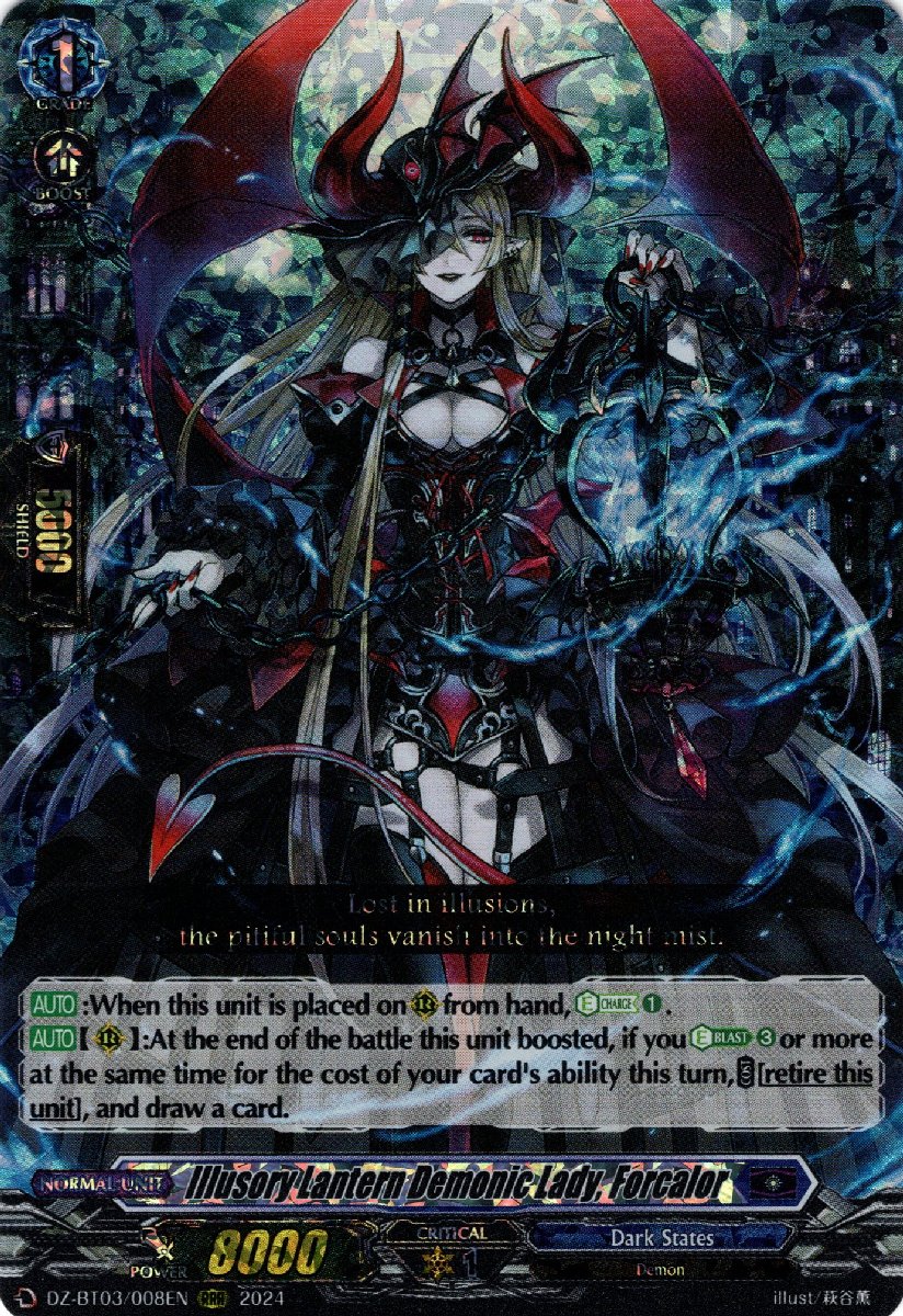 DZ-BT03/008EN Illusory Lantern Demonic Lady, Forcalor Triple Rare (RRR)