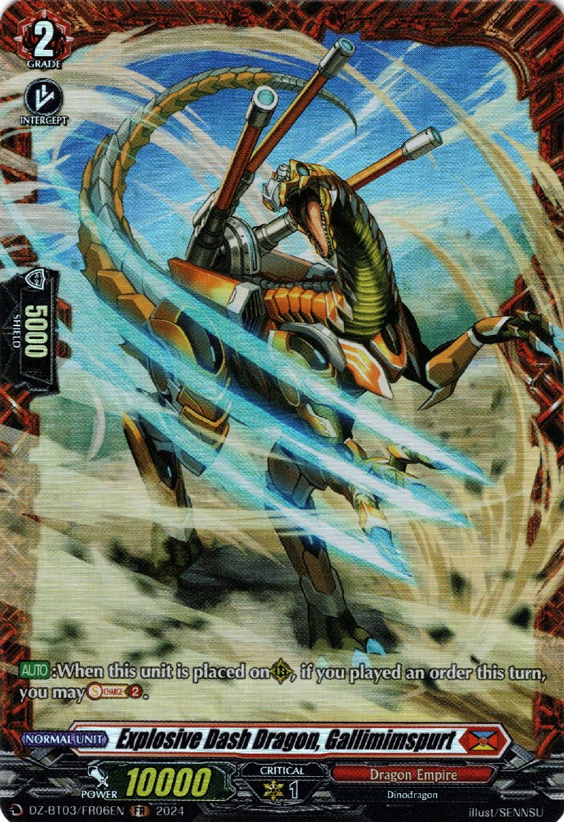 DZ-BT03/FR06EN Explosive Dash Dragon, Gallimimspurt Frame Rare (FR)