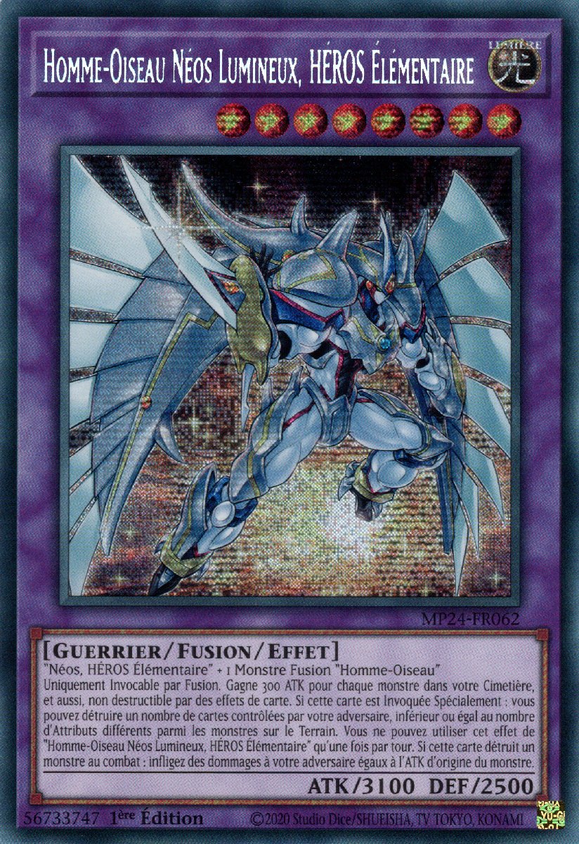 MP24-FR062 Homme-Oiseau Néos Lumineux, HÉROS Élémentaire Prismatic Secret Rare