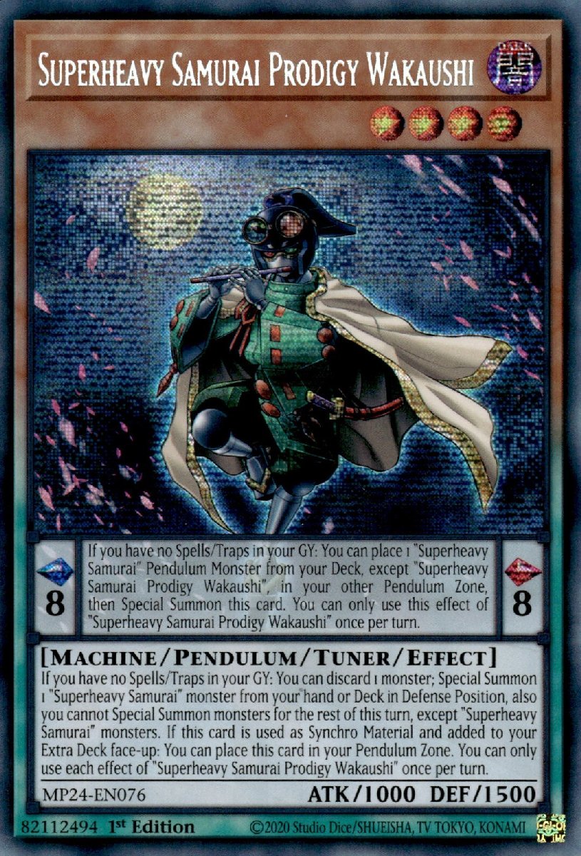 MP24-EN076 Superheavy Samurai Prodigy Wakaushi Prismatic Secret Rare