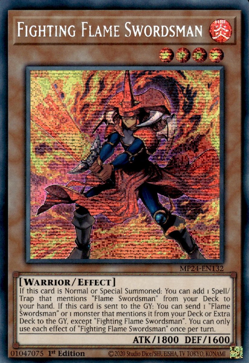 MP24-EN132 Fighting Flame Swordsman Prismatic Secret Rare