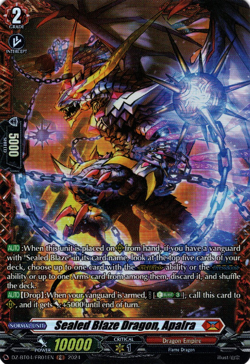 DZ-BT04/FR01EN Sealed Blaze Dragon, Apalra Frame Rare (FR)