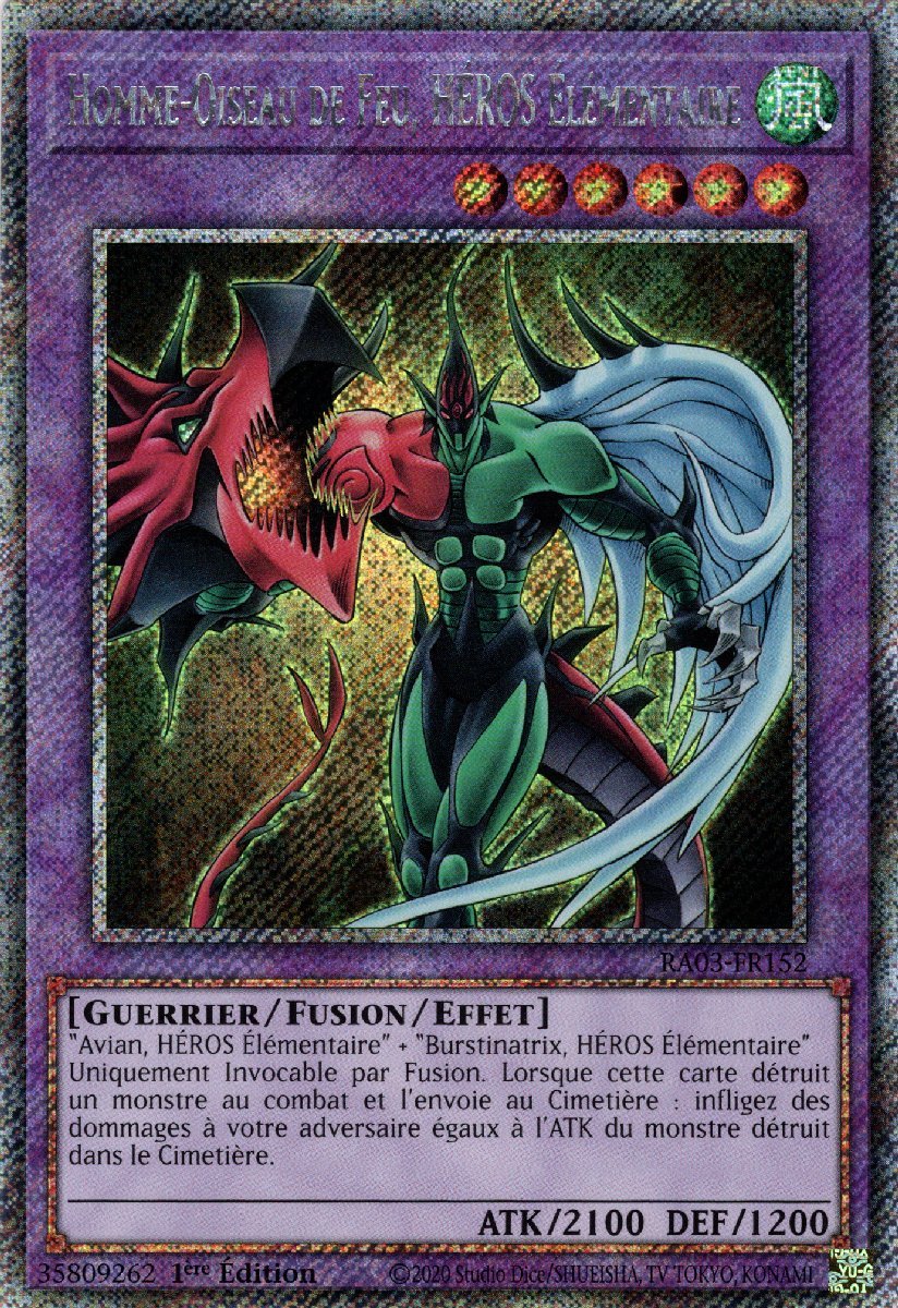 RA03-FR152 Homme-Oiseau de Feu, HÉROS Élémentaire Platinum Secret Rare