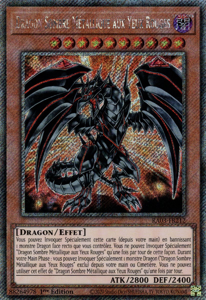 RA03-FR212 Dragon Sombre Métallique aux Yeux Rouges Platinum Secret Rare