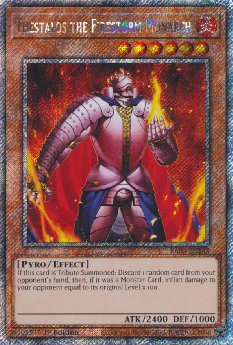 RA03-EN143 Thestalos the Firestorm Monarch Platinum Secret Rare