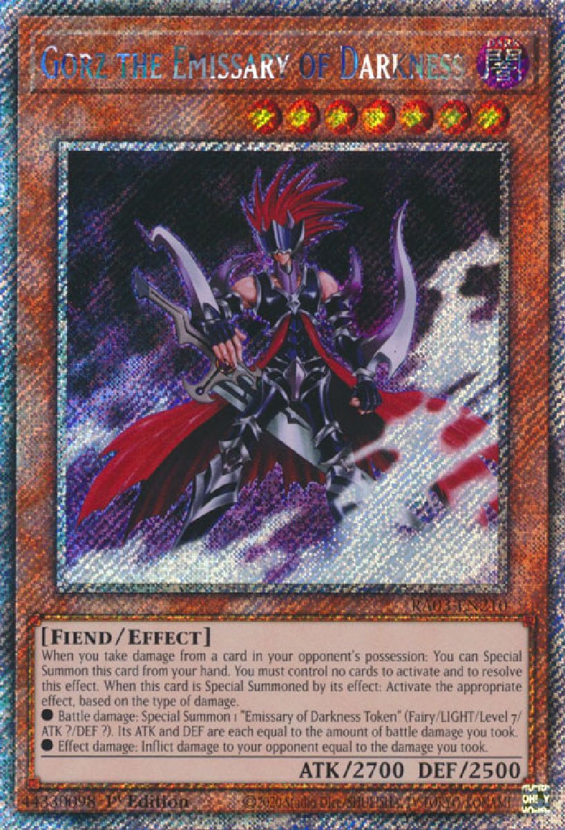 RA03-EN210 Gorz the Emissary of Darkness Platinum Secret Rare