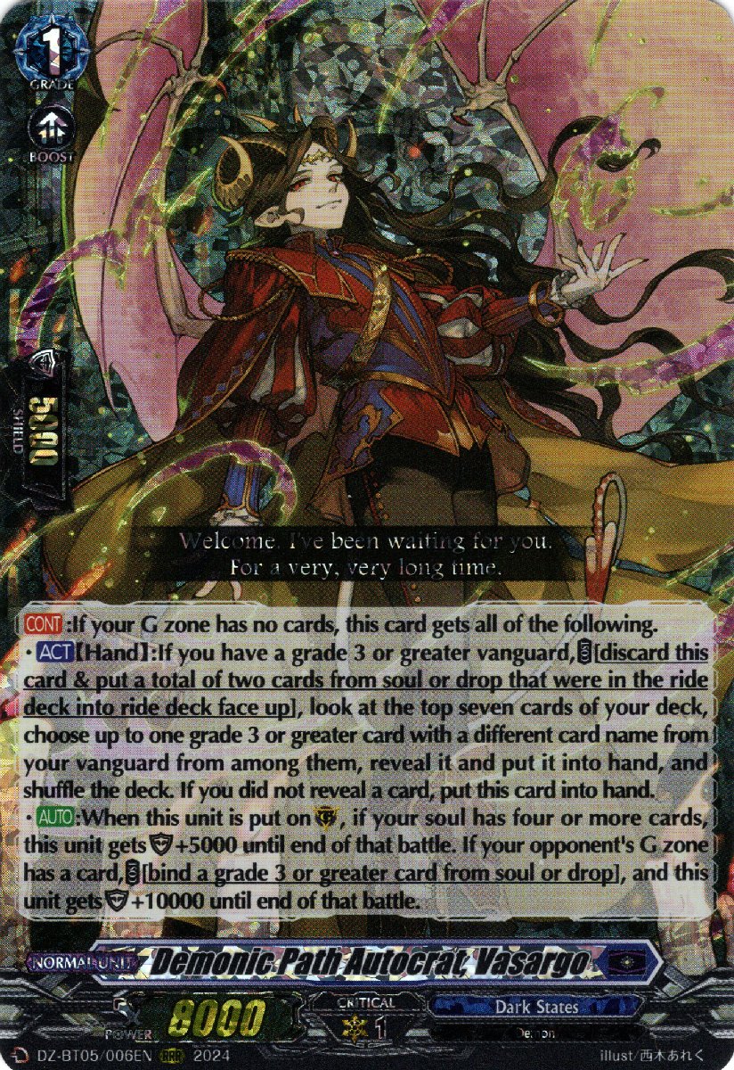 DZ-BT05/006EN Demonic Path Autocrat, Vasargo Triple Rare (RRR)