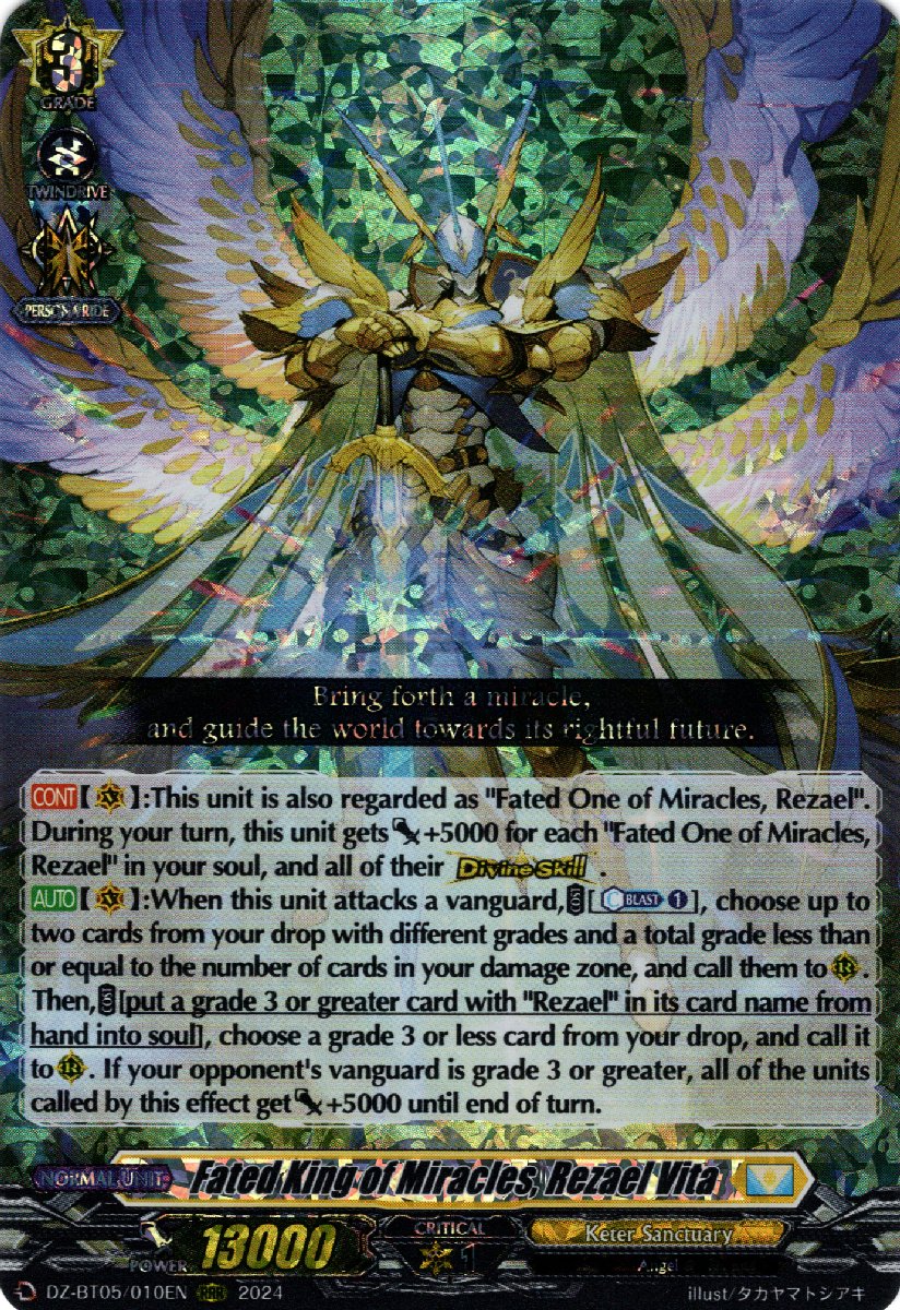 DZ-BT05/010EN Fated King of Miracles, Rezael Vita Triple Rare (RRR)